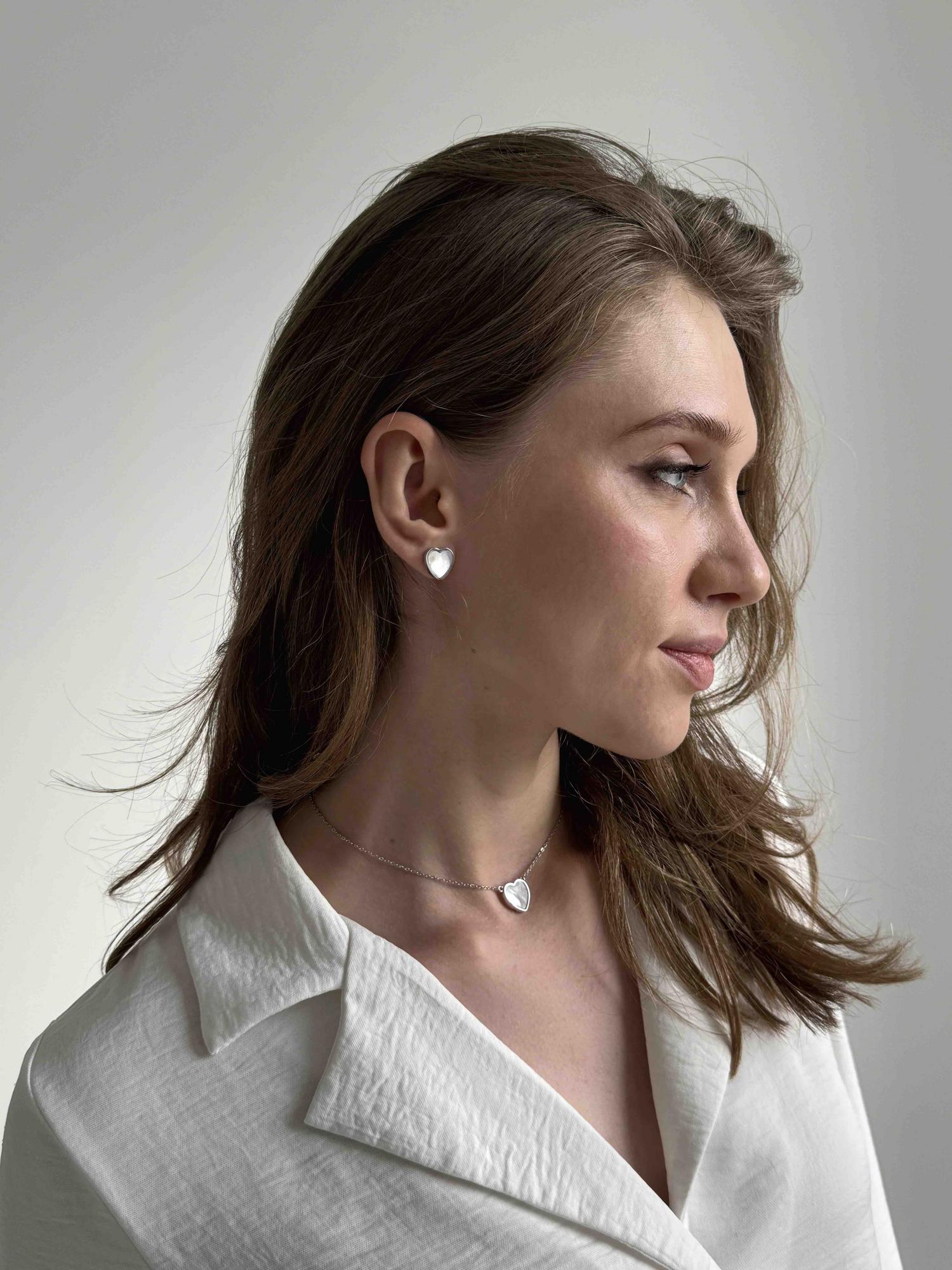 серьги Сердце с перламутром