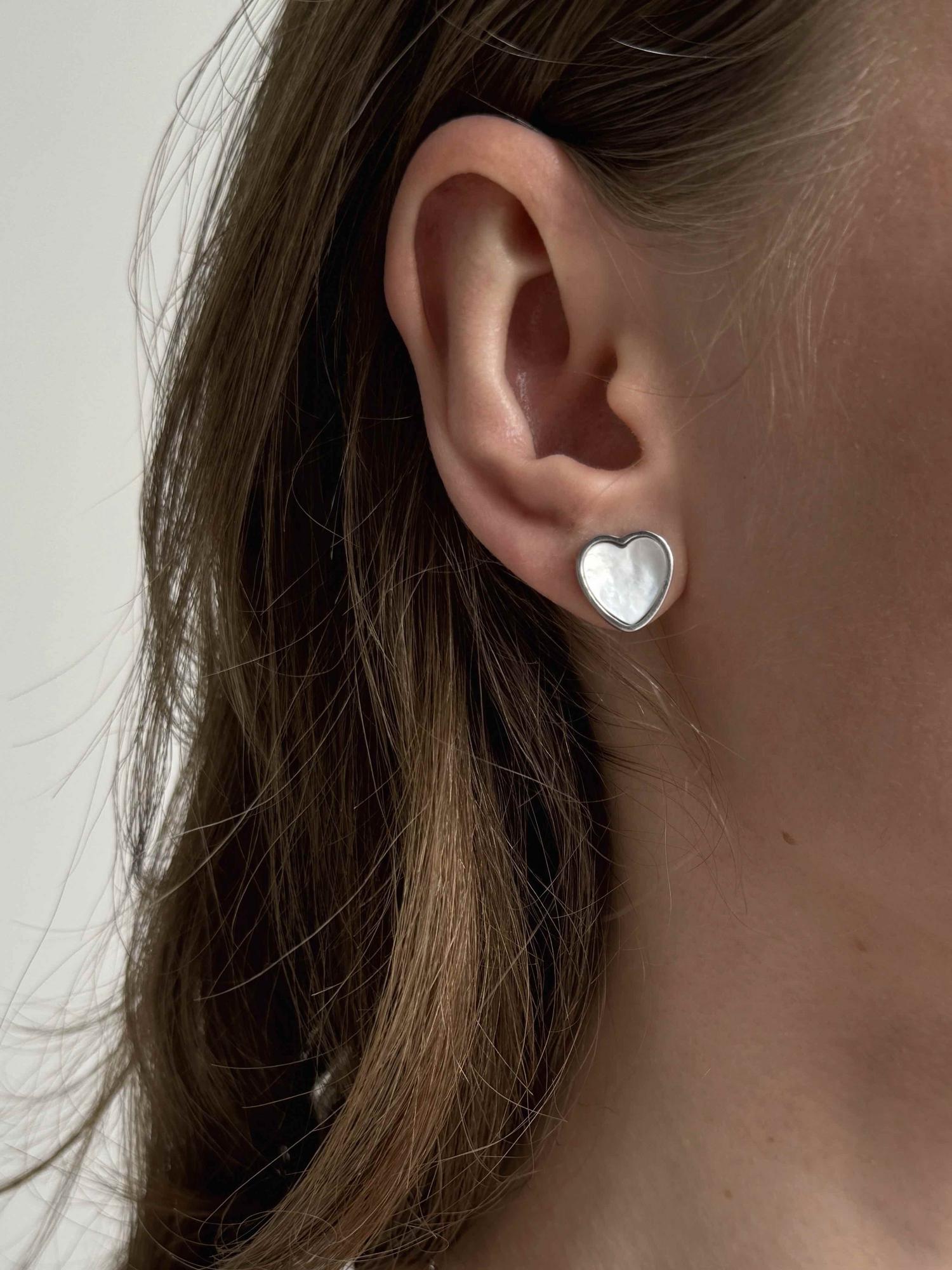 серьги Сердце с перламутром