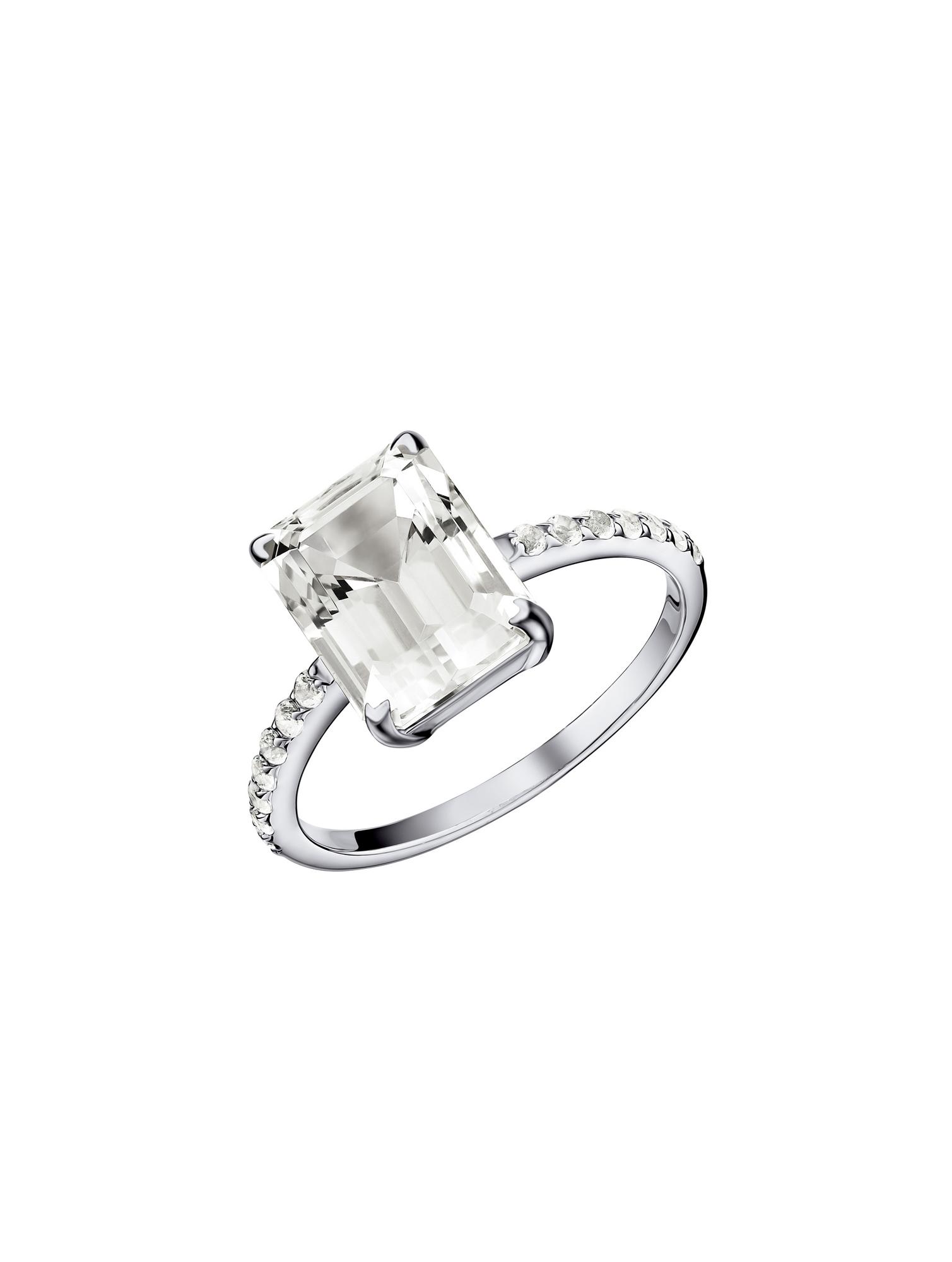 кольцо с горным хрусталем и топазами