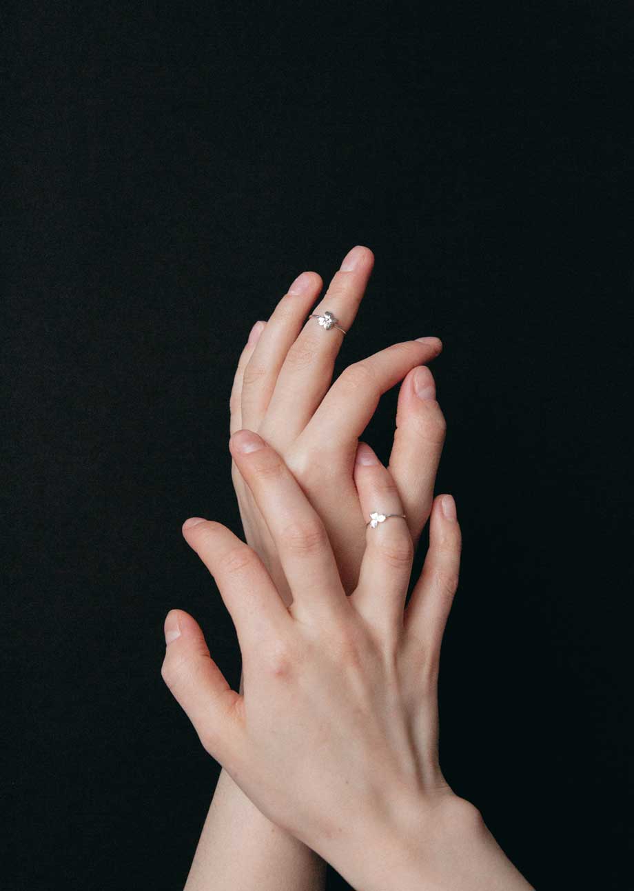 Кольцо Гортензия мини 3 лепестка