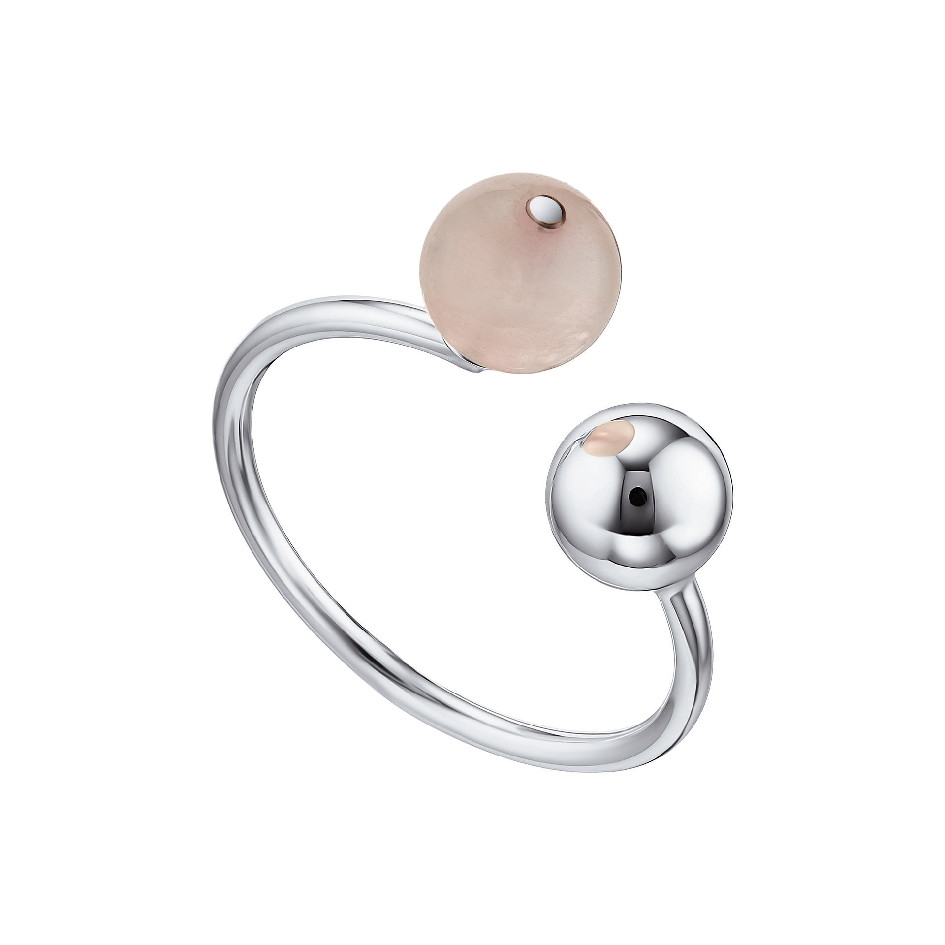 кольцо с шариком и камнем