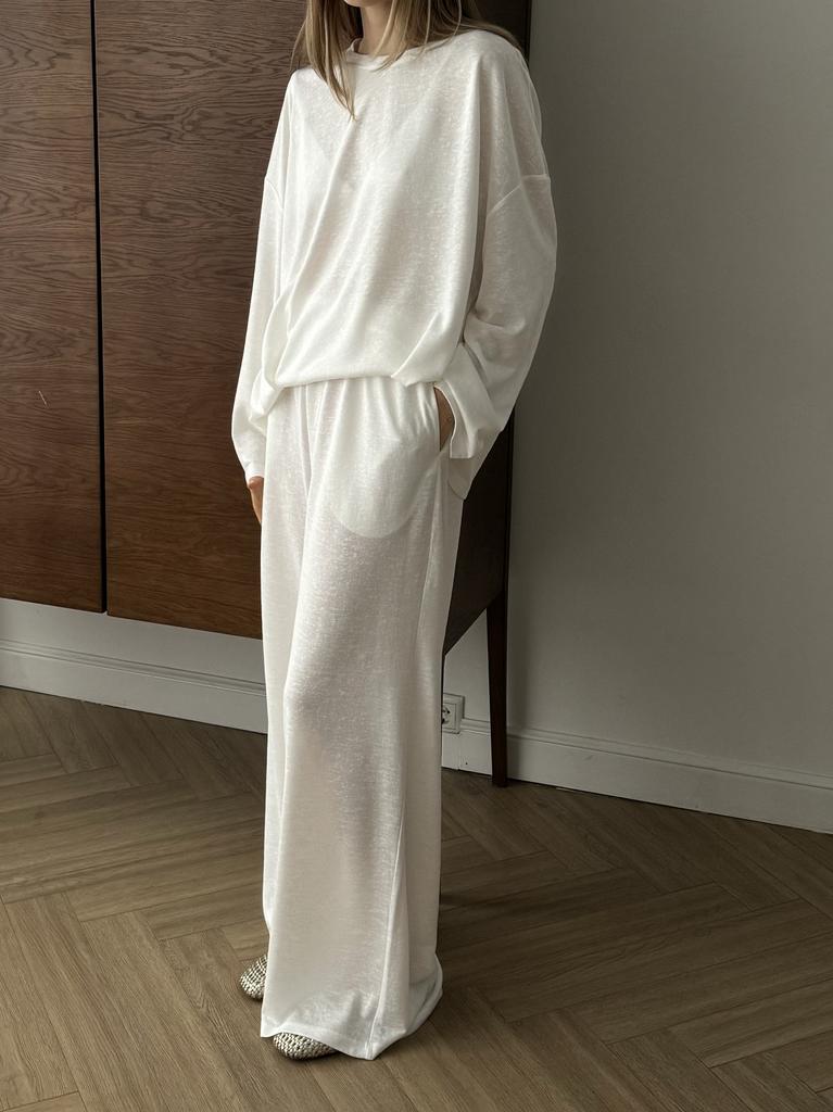 Брюки Over White из тонкого  фактурного трикотажа