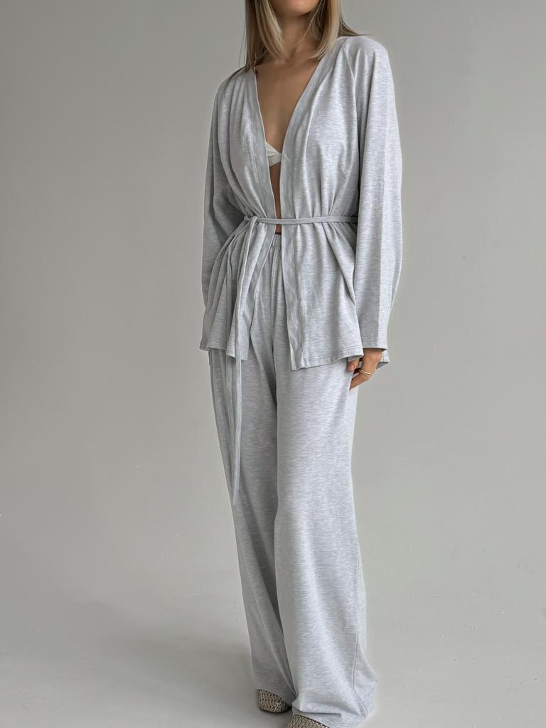 Комплект: брюки и кардиган Grey Melange из  мягкого хлопка
