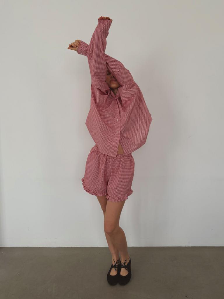 Рубашка оверсайз из итальянского хлопка, red