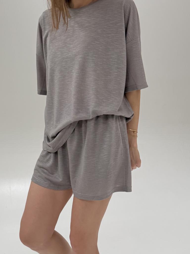 Шорты из невесомого хлопка, серый жемчуг