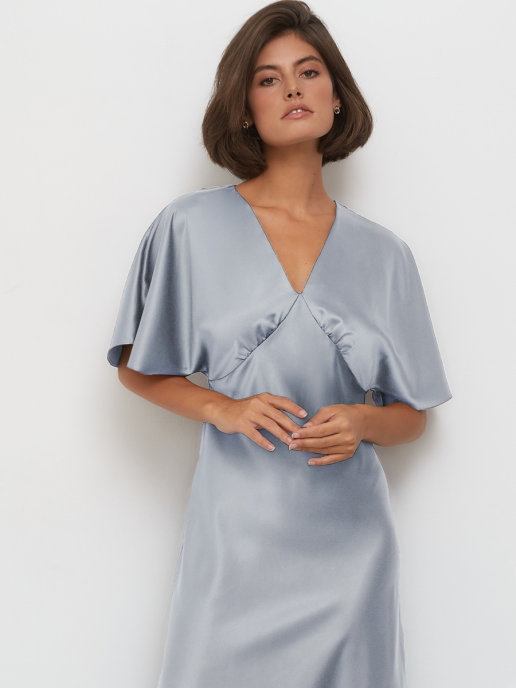 Платье-комбинация с рукавом (серый)