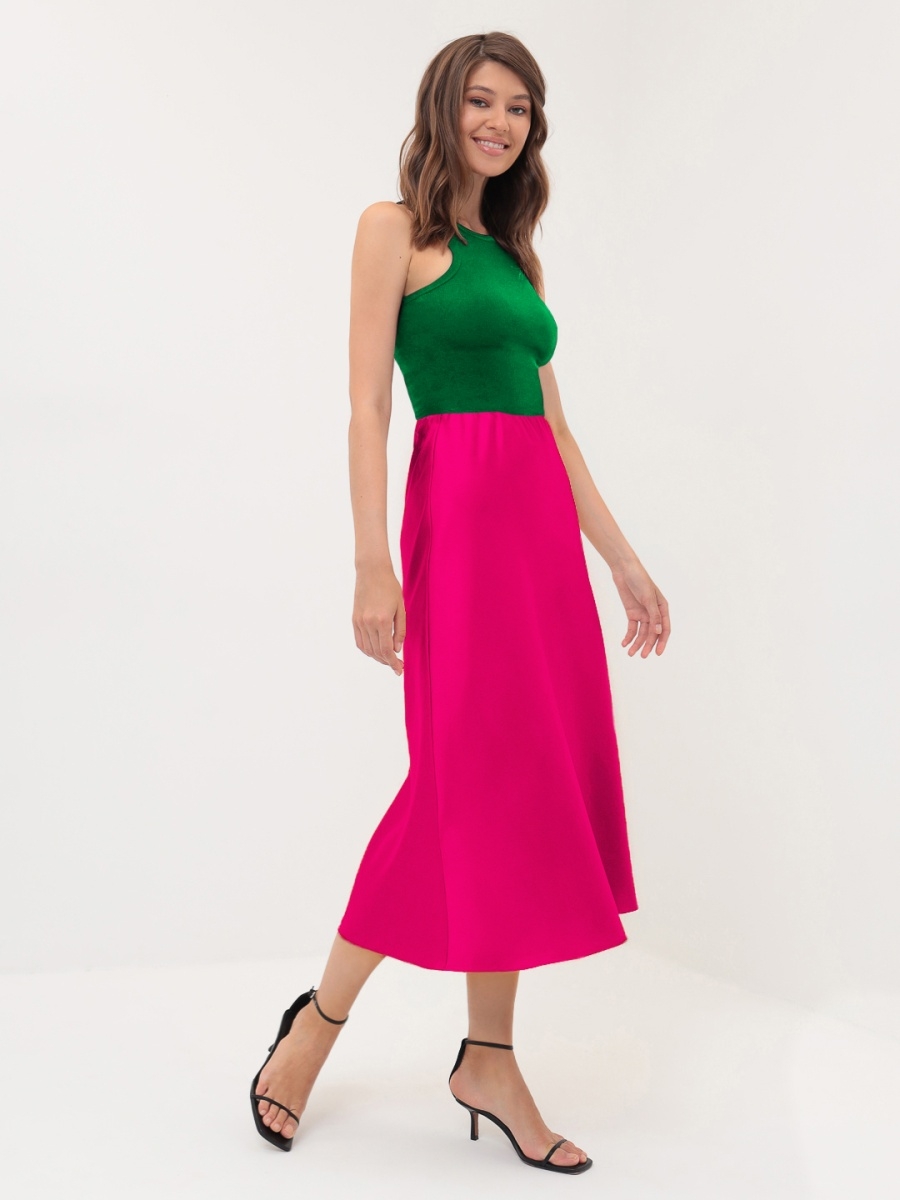 Юбка миди атласная (артикул 15996544/розовый)