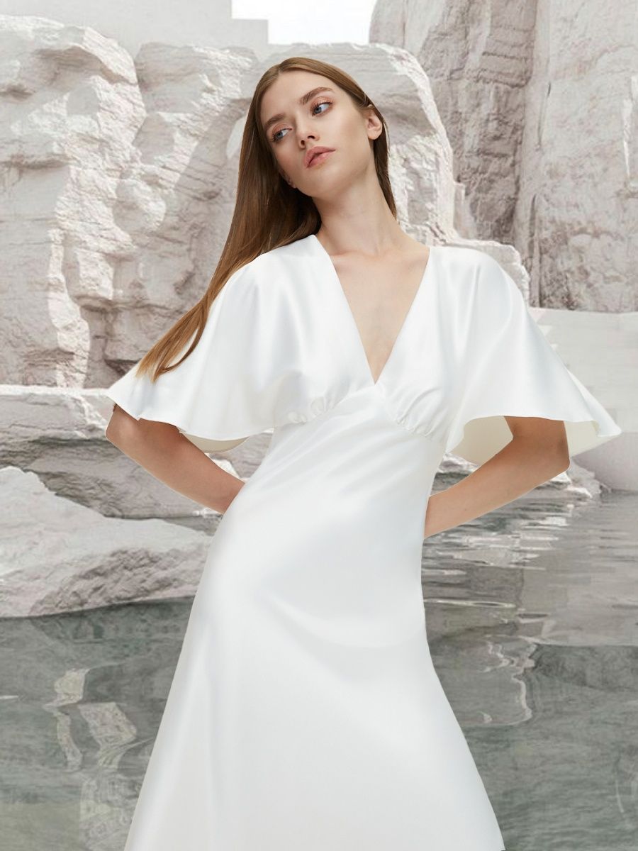 Платье-комбинация с рукавом (молочный)