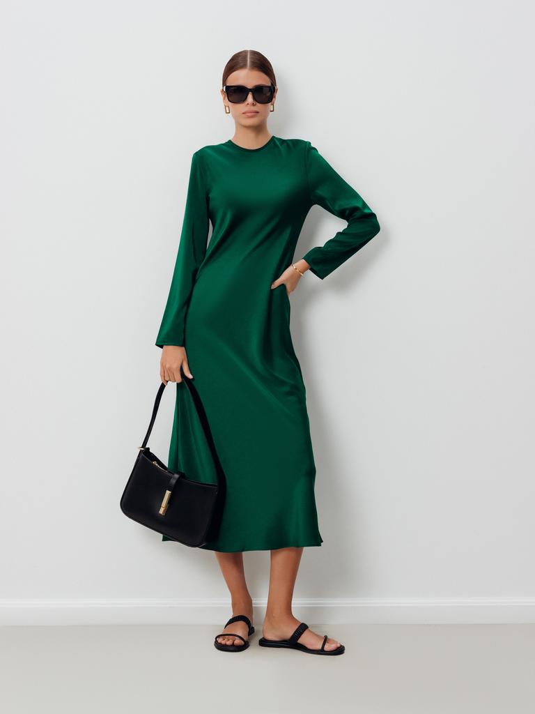Платье Базовое с длинным рукавом (изумрудный)