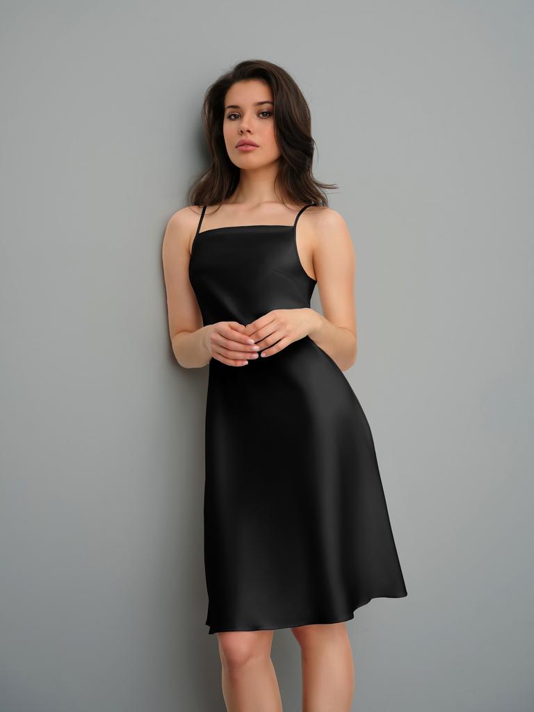 Платье-комбинация укороченная (черный)