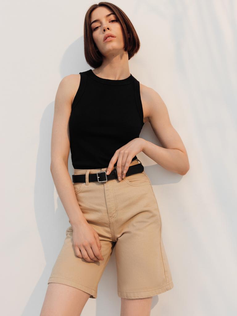 Шорты джинсовые удлиненные (бежевый)