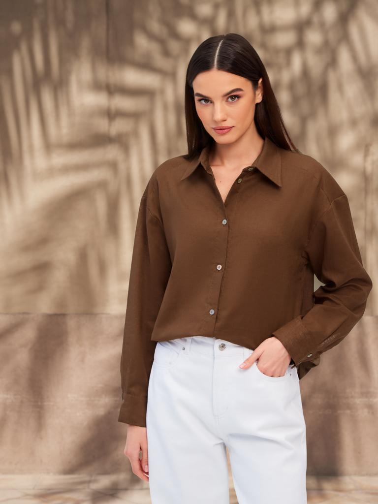 Рубашка льняная (шоколадный)