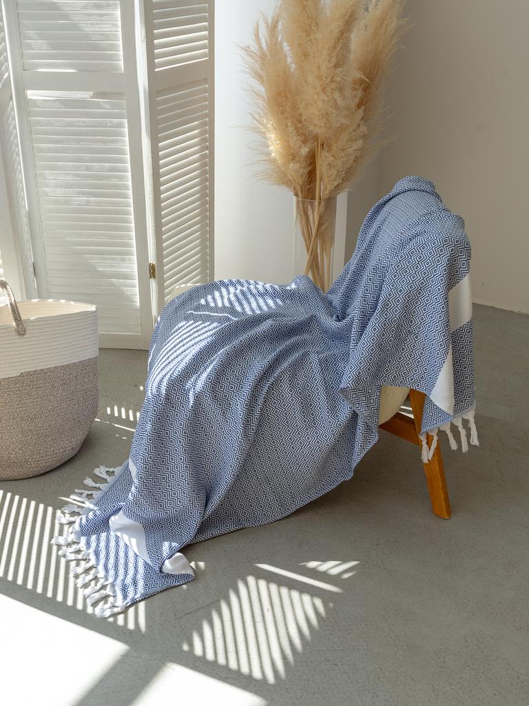 Покрывало пештемаль ромб (голубой)