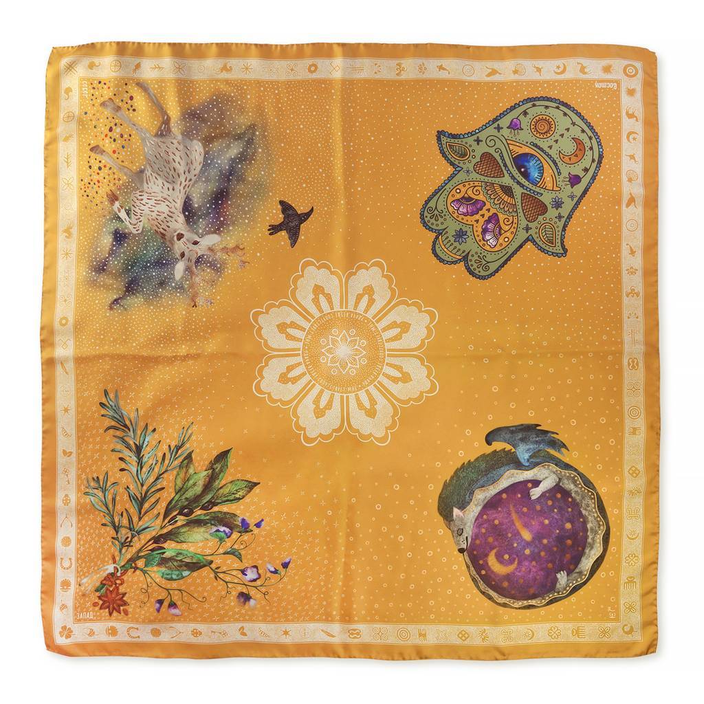 Luck accompanies me everywhere. Square silk scarf, 90x90 cm
