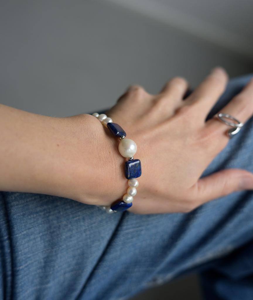 Bracelet  with Lapis Lazuli stone & Pearls from Autumn Collection