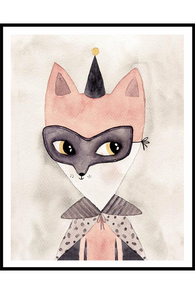 Постер Кошечка в колпачке и маске