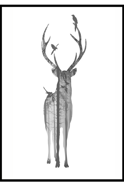 Постер Силуэт оленя #2