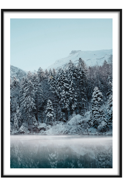 Постер Зимний лес на берегу озера