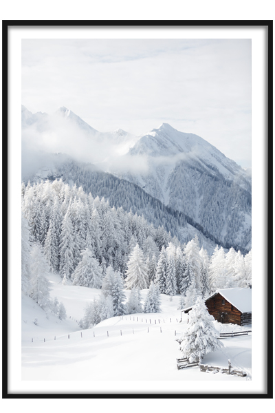 Постер Домик в снежных горах