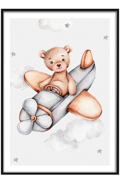 Постер Мишка на самолете