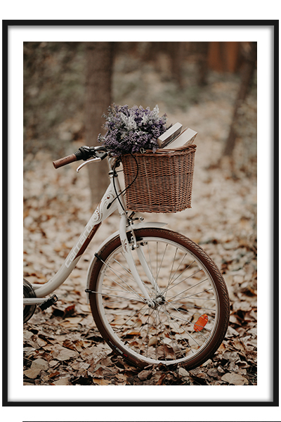 Постер  Велосипед в осеннем лесу