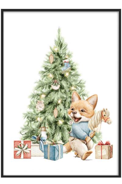 Постер ЩЕНОК С ПОДАРКАМИ ПОД ЁЛКОЙ
