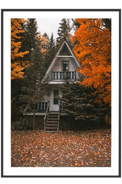 Постер  ДОМИК В ОСЕННЕМ ЛЕСУ