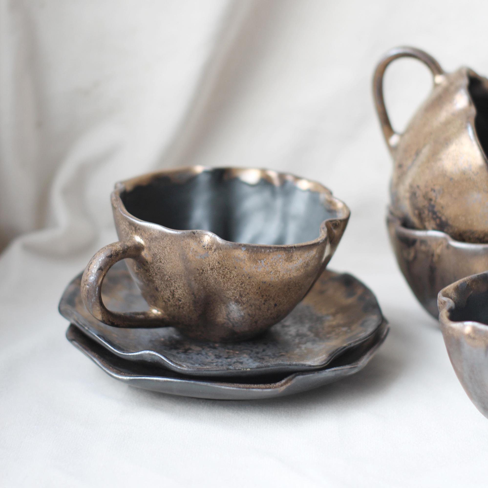 Чайная пара  МОРСКАЯ СОЛЬ бронза