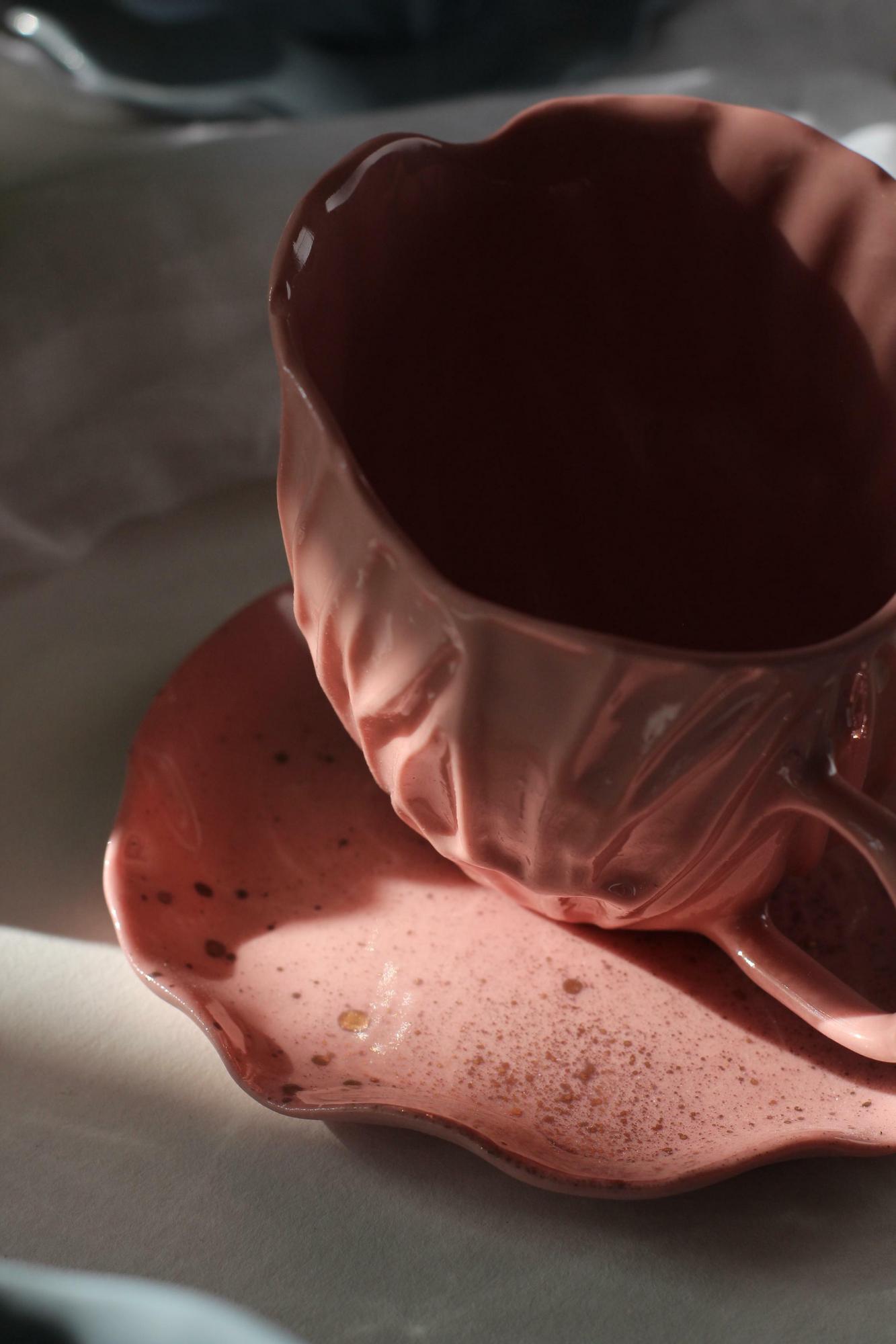 Чайная пара Мотыльки пыльная роза