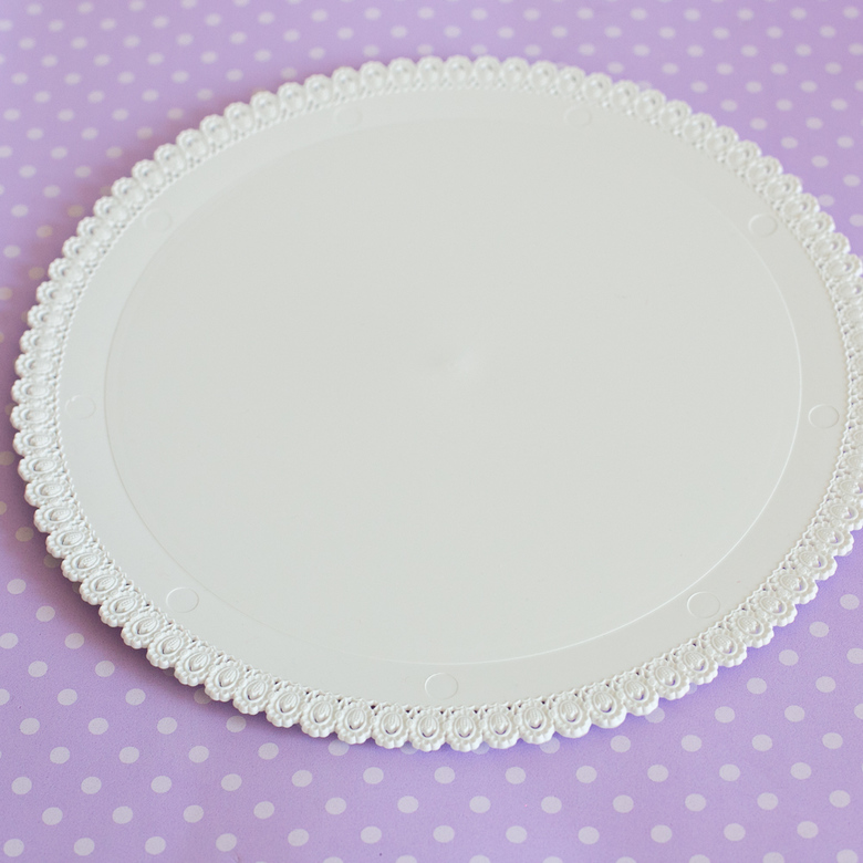 Поднос для торта, белый (пластик)