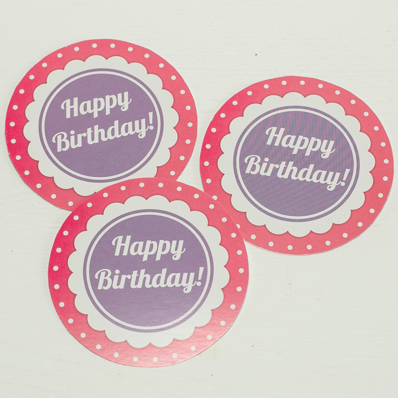 Кружок для топпера "Happy birthday" (картон)