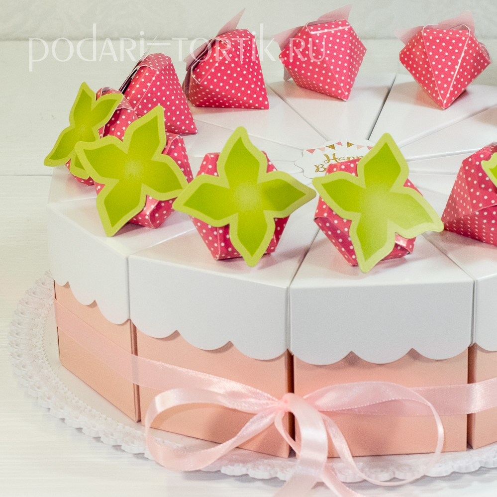 Бумажный торт Клубничный-2