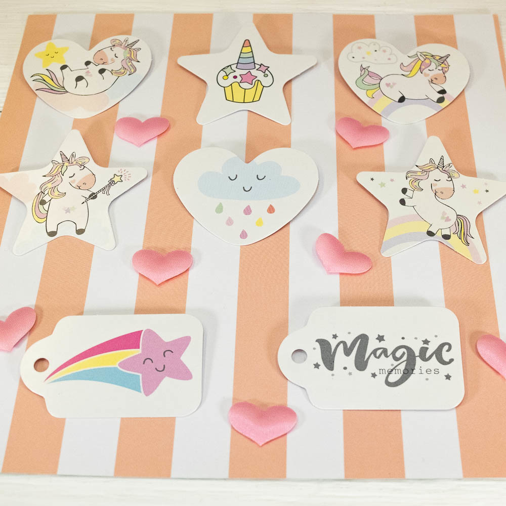 Набор декора из картона "Единорожки", 8 шт.