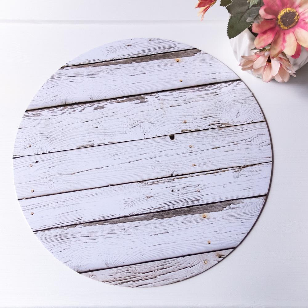 Поднос для торта 30 см, белые доски (толстый картон 3 мм)