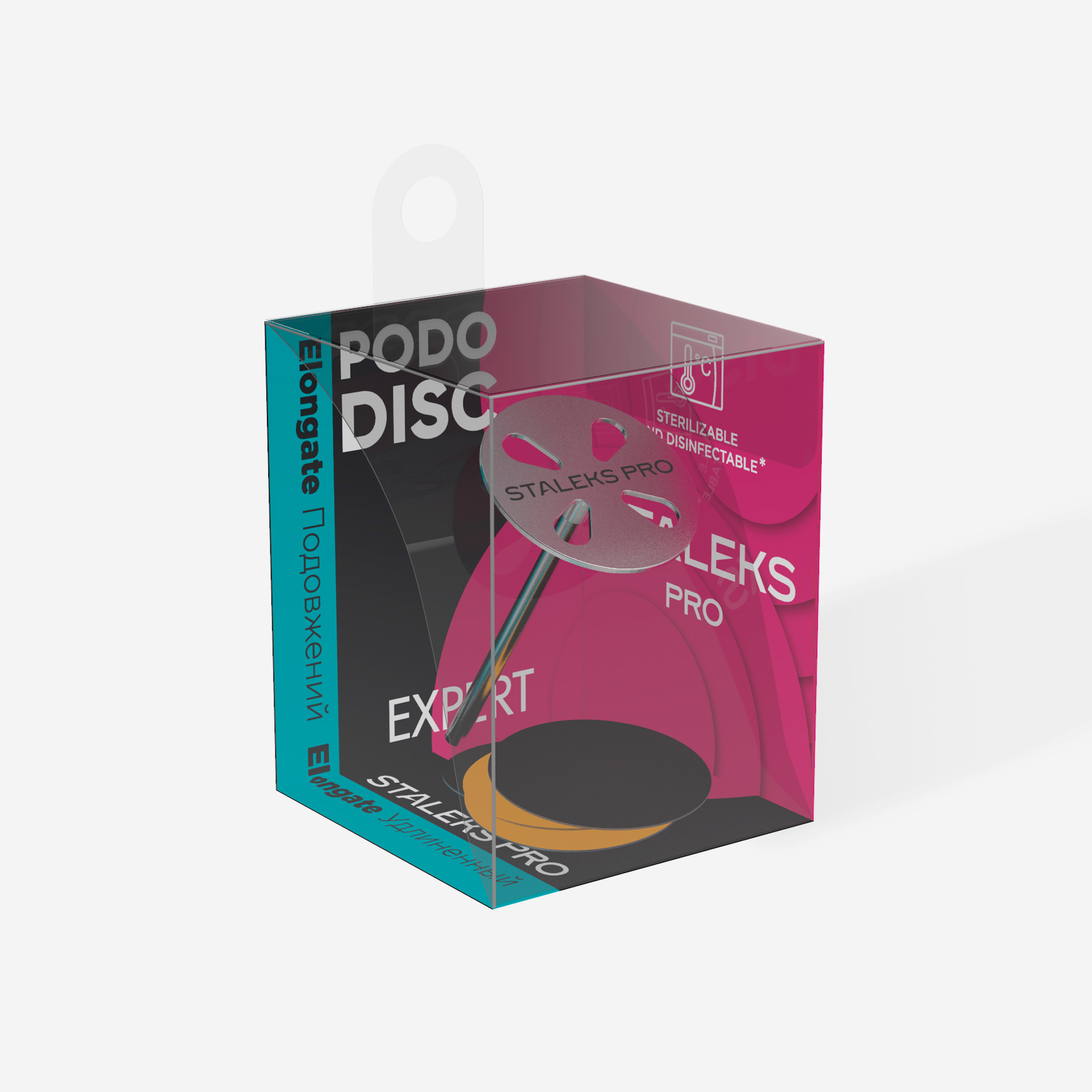 PDLset-20 Диск педикюрный удлиненный PODODISC "M" в комплекте с сменным файлом 180 грит 5 шт (20 мм)