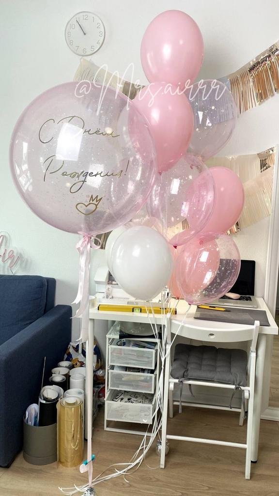 Прозрачный розовый баблс и связка