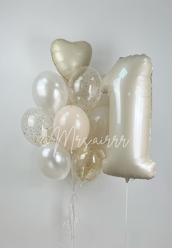 Набор на годик «Бежевый перламутр с цифрой»