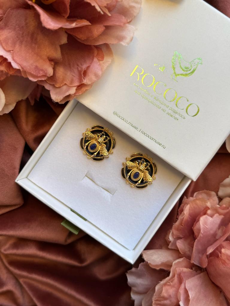 Серьги "BEES" black blue