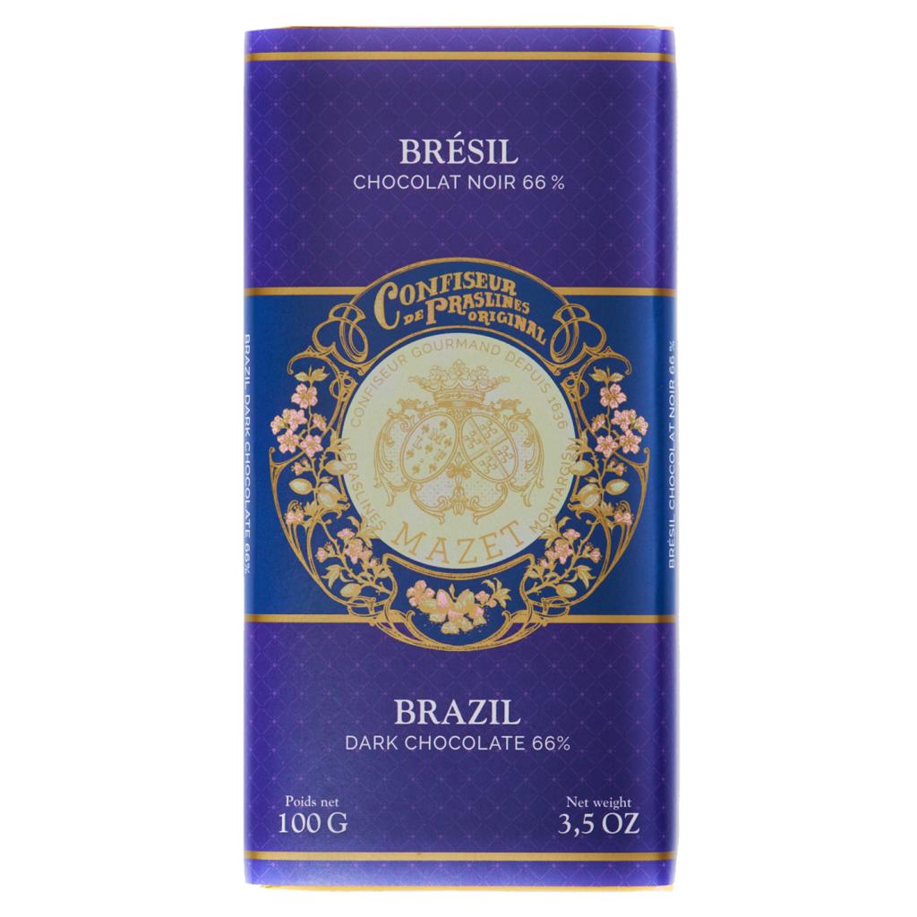 Плитка темного шоколада Mazet Brazil 66%, 100 г