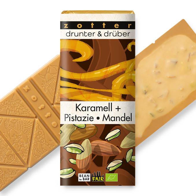 Карамельный шоколад Caramel + Pistachio, Almond, 70 г
