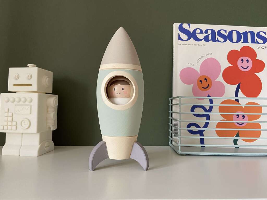 Ракета с космонавтом №2, голубой цвет