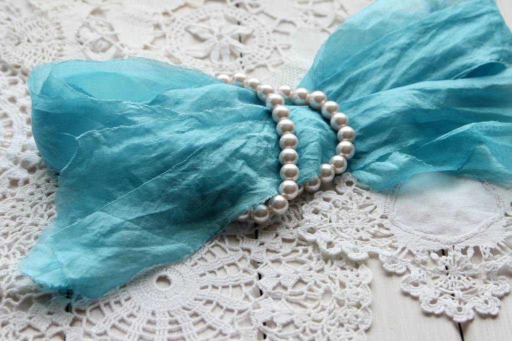 *Лента шелковая №15/шифон-нат/100*2