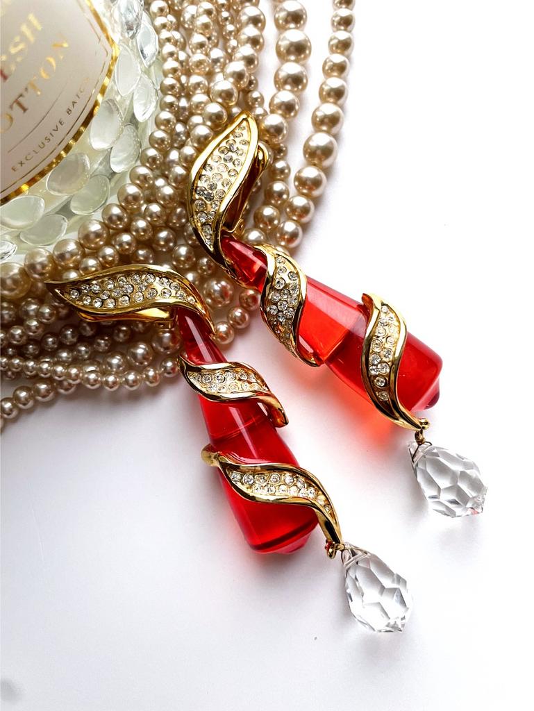 Клипсы с кристаллами подвесками