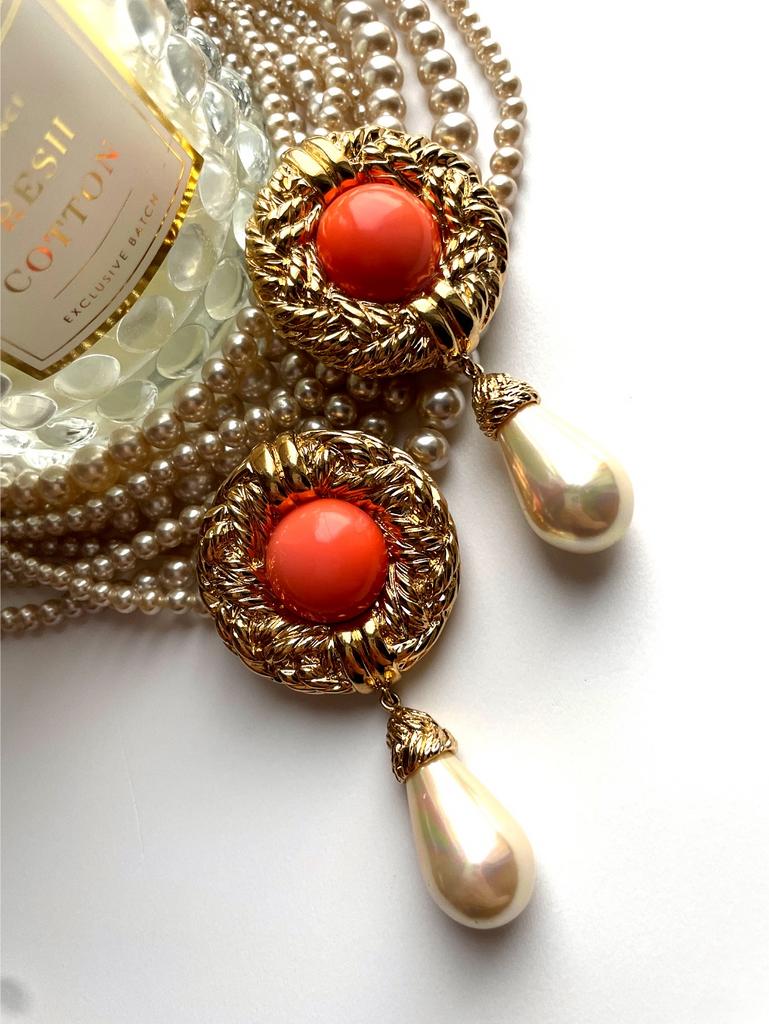 Крупные круглые клипсы с жемчугом