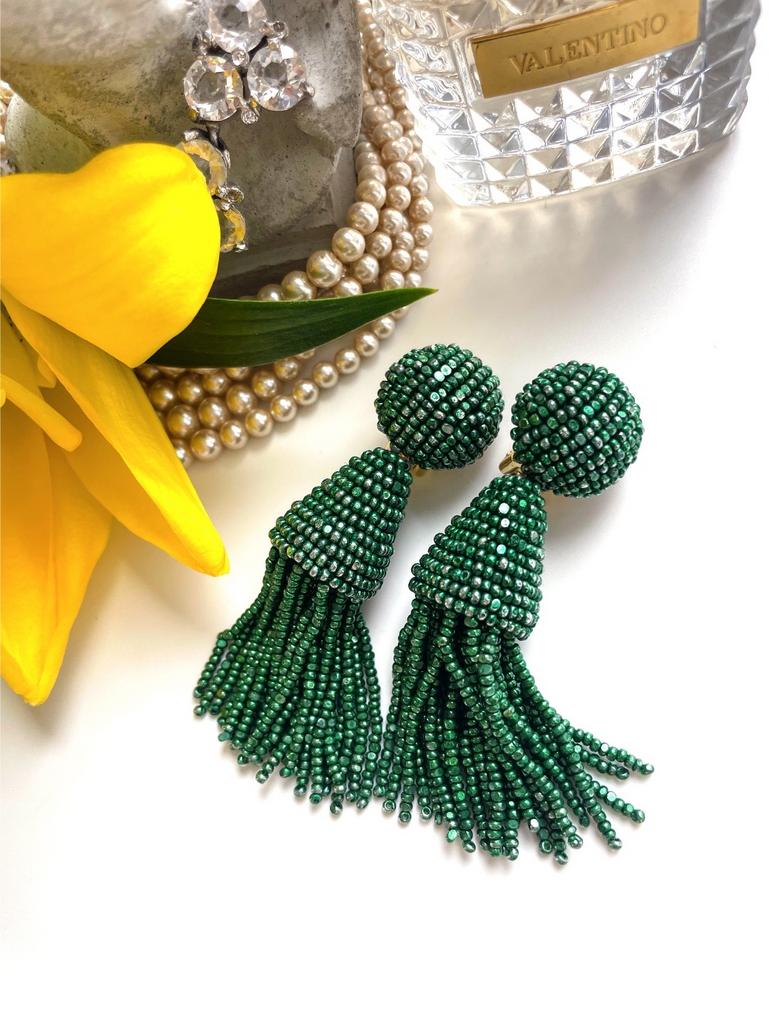 Клипсы-кисти изумрудного цвета