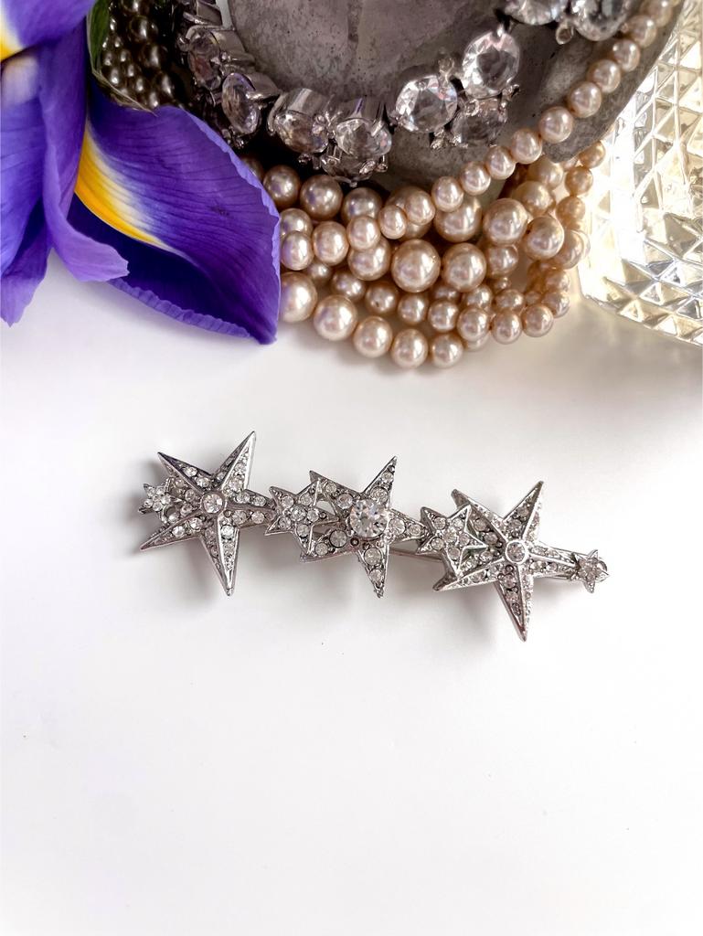 Заколка со звездами в белом металле