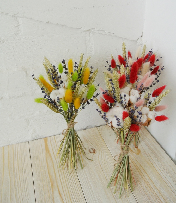 Букет-комплимент с лавандой и лагурусом