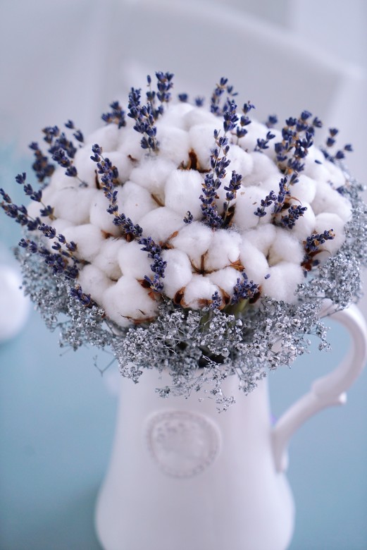 Букет из хлопка и лаванды