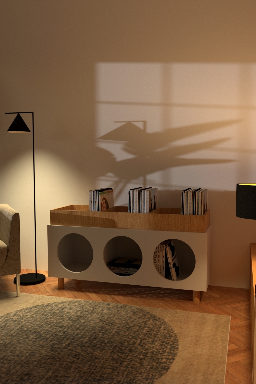 Тумба для виниловых пластинок Круги 3