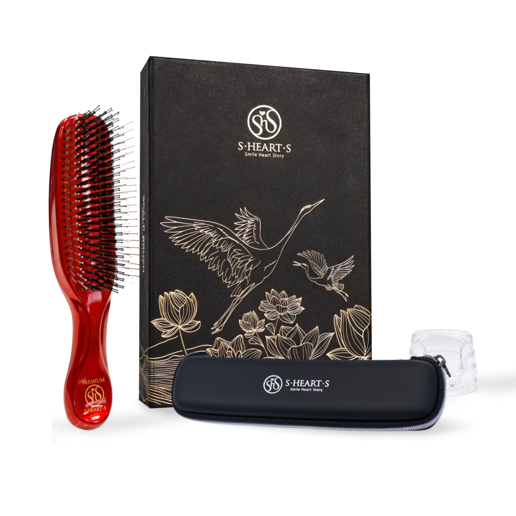 Набор подарочный с расческой для кожи головы и волос "Ворлд Премиум" (Scalp Brush World Premium) красный